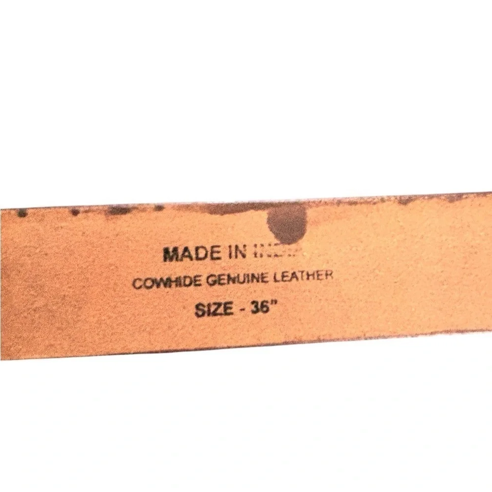 Men’s Genuine Brown Cowhide Leather Belt Sz 36 38 Brown Silver Buckle Casual